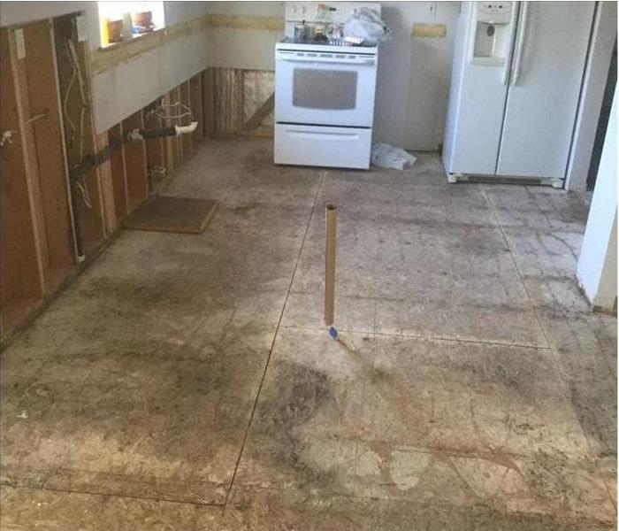 flood cuts performed in kitchen area and floor removal due to water damage