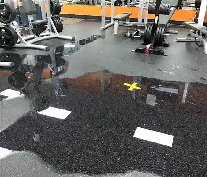 A gym with water damage